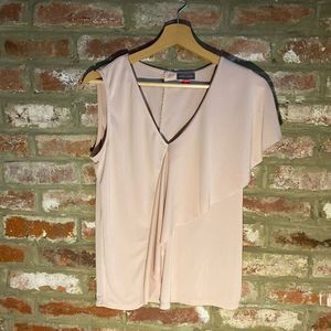 Vince Camuto Wild Rose Asymmetrical Ruffle V-neck Blouse